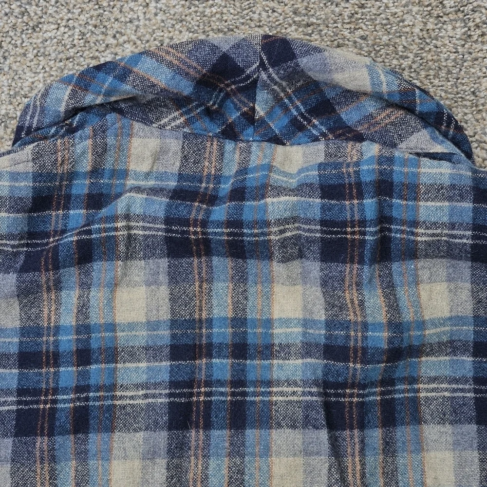 Vintage 60s Pendleton Made In USA Blue Tartan Plaid Virgin Wool Robe Mens Large
