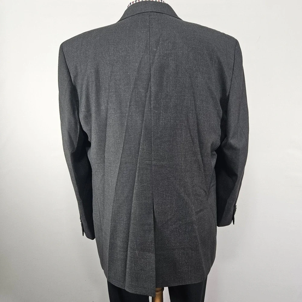 Land's End Men's Sport Coat Blazer Three Button Gray Birds Eye Wool Size 46R