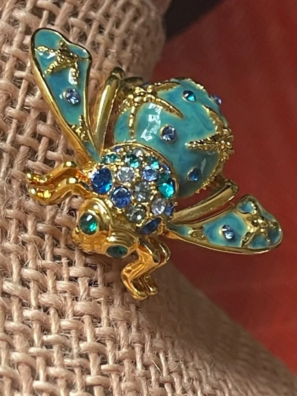 Joan Rivers Seaside Ocean Starfish Bumblebee Brooch Blue Enamel Gold-Tone Vtg