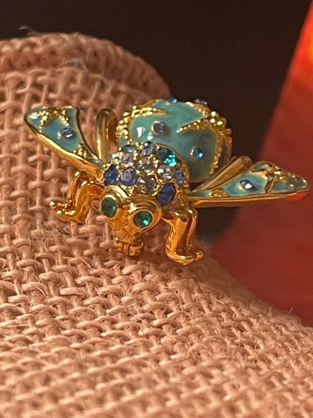 Joan Rivers Seaside Ocean Starfish Bumblebee Brooch Blue Enamel Gold-Tone Vtg