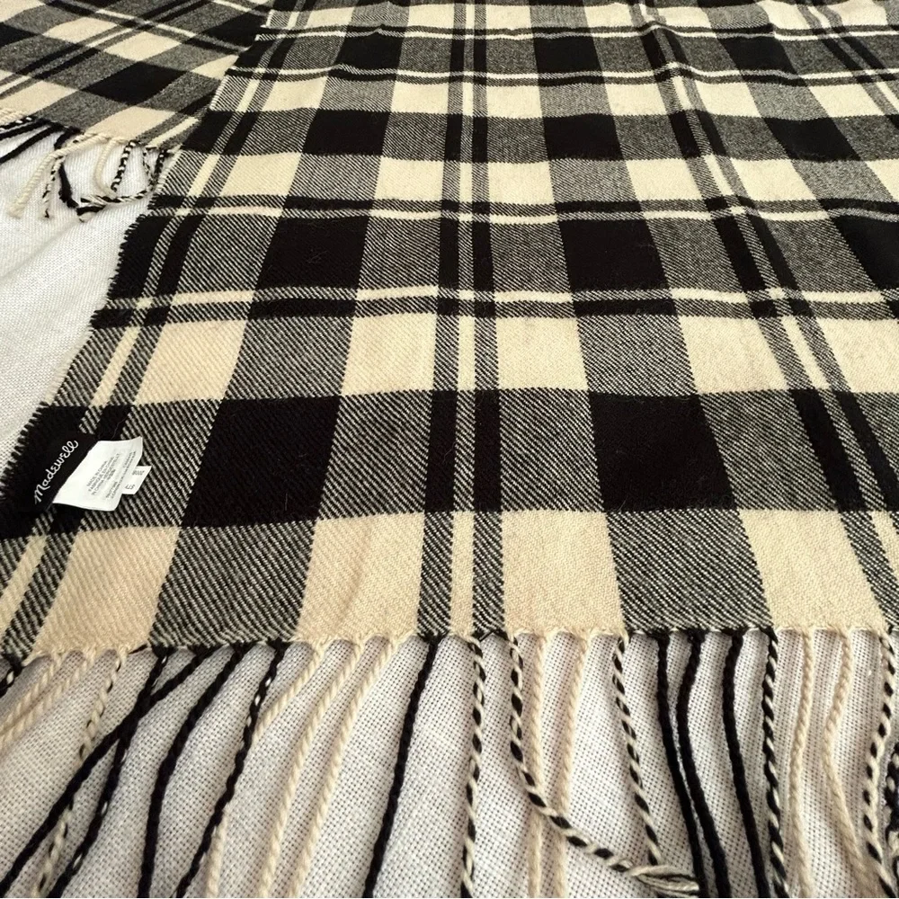 •Madewell Wool Blend Fringed Shawl Oversized Scarf 25”x78”…