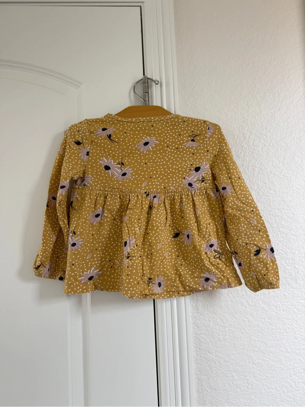 Carter's 4T Mustard Floral Long-Sleeve Peplum Top