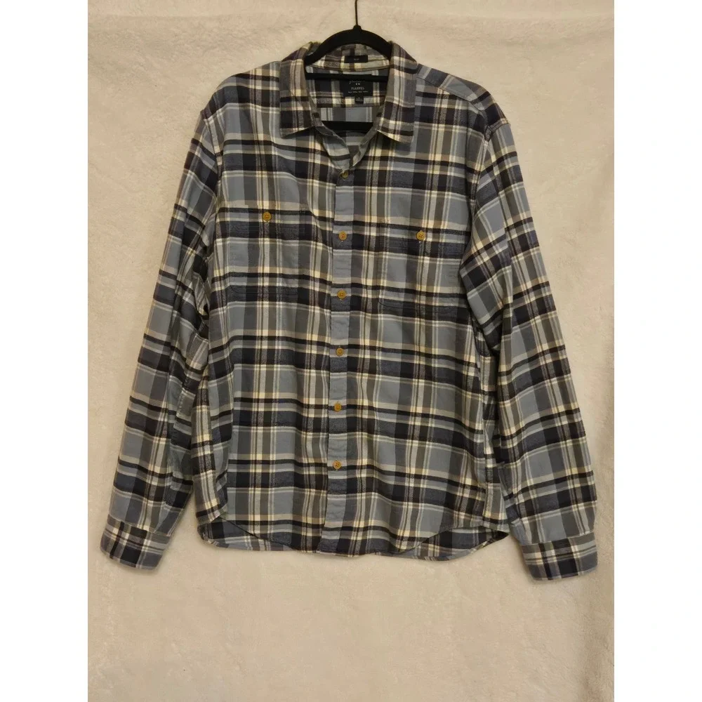 J‎ Crew Slim Fit Plaid Flannel Shirt Mens XL Blue/Gray Cotton Button Down