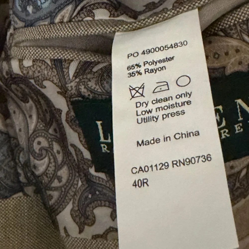 Lauren Ralph Lauren Tan Blazer with Paisley Lining