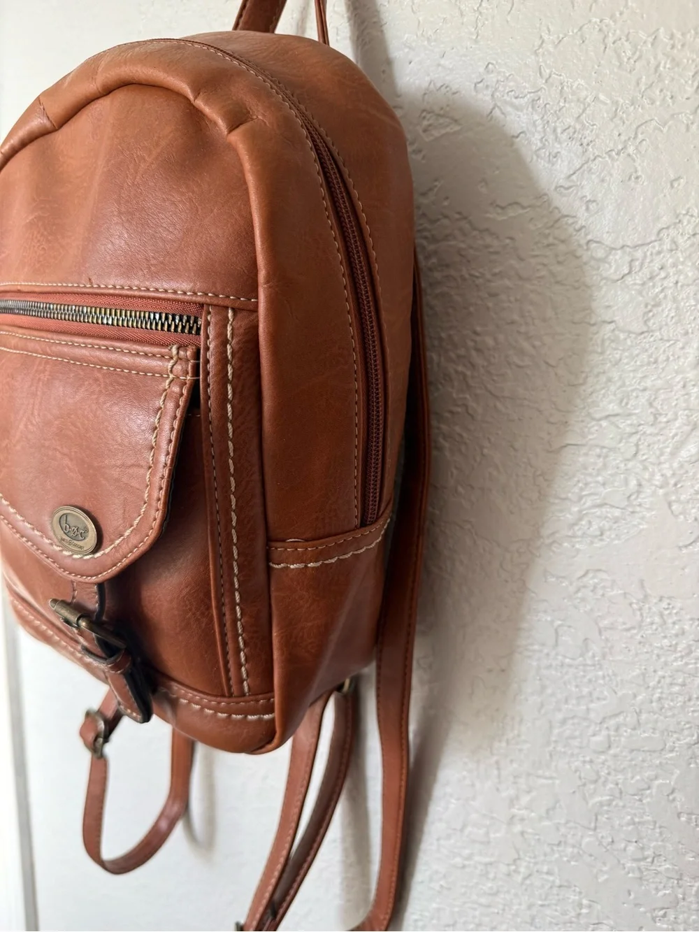 boc Chestnut Brown Faux Leather Mini Backpack