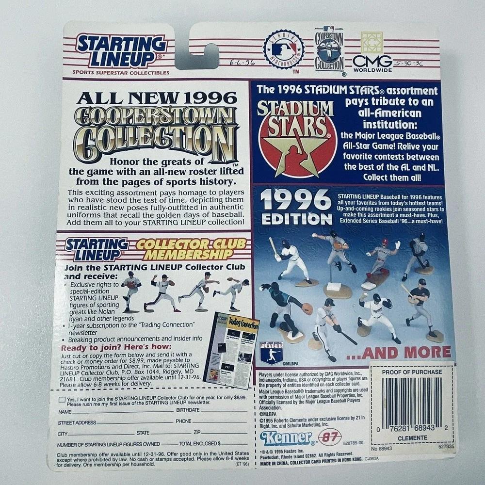 Starting Lineup Roberto Clemente Pittsburgh Pirates 1996 Kenner Hasbro