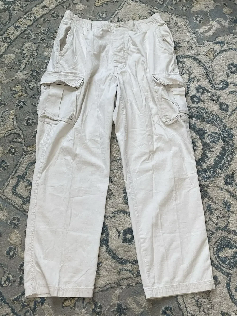 Vintage J.Crew Mens Cargo Pants 32x32 White Ripstop Cotton Military Utility