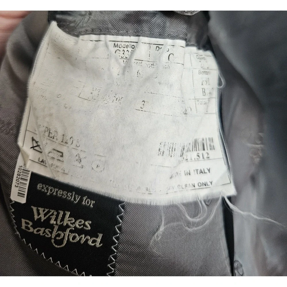 Belvest Wilkes Bashford Men's Suit Jacket Blazer Black Pinstripe‎ EU50 US40