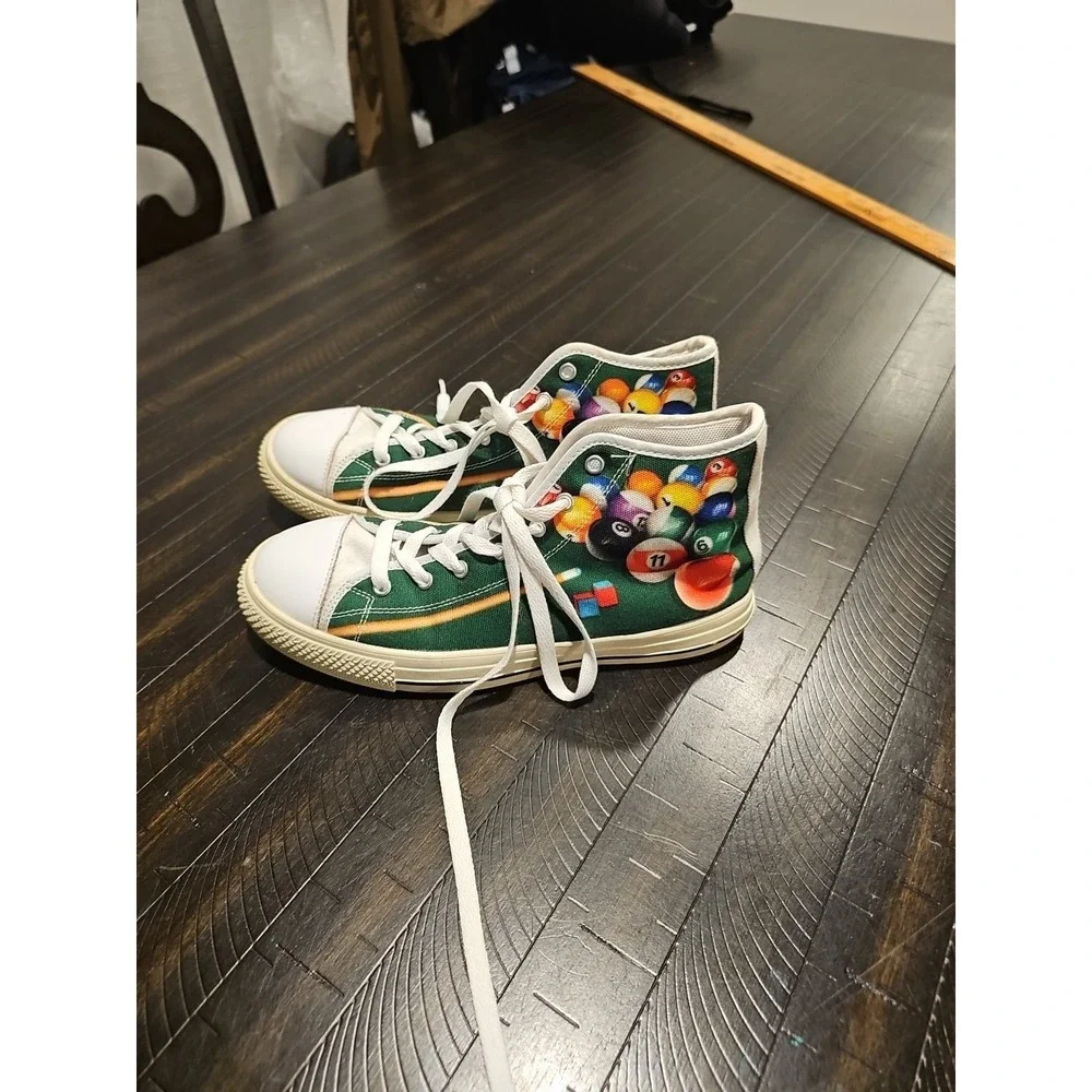 Groove Bags & Custom Kicks Green High Top Sneakers Billiard Pool Shoes‎ Sz 9