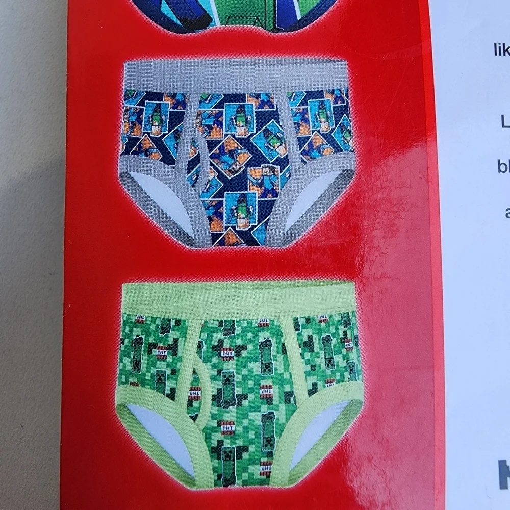 NWT Handcraft 5 Pack MineCraft Boys Briefs Cotton Multi Colors 100% Cotton Sz 8