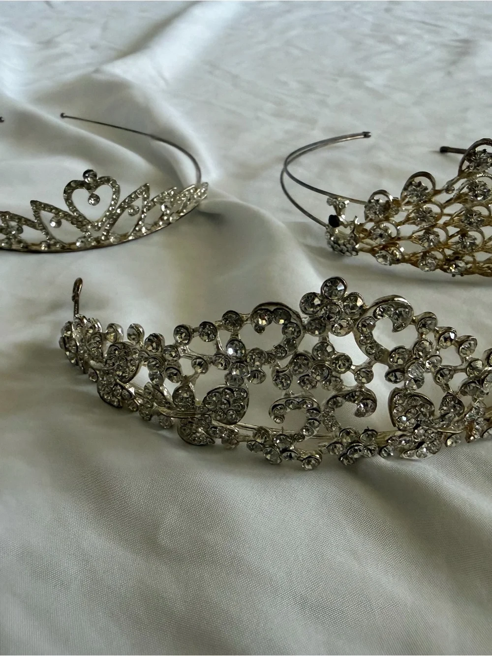 Silver Crystal Rhinestone Tiara Headband - Elegant Women's Hair Accessory