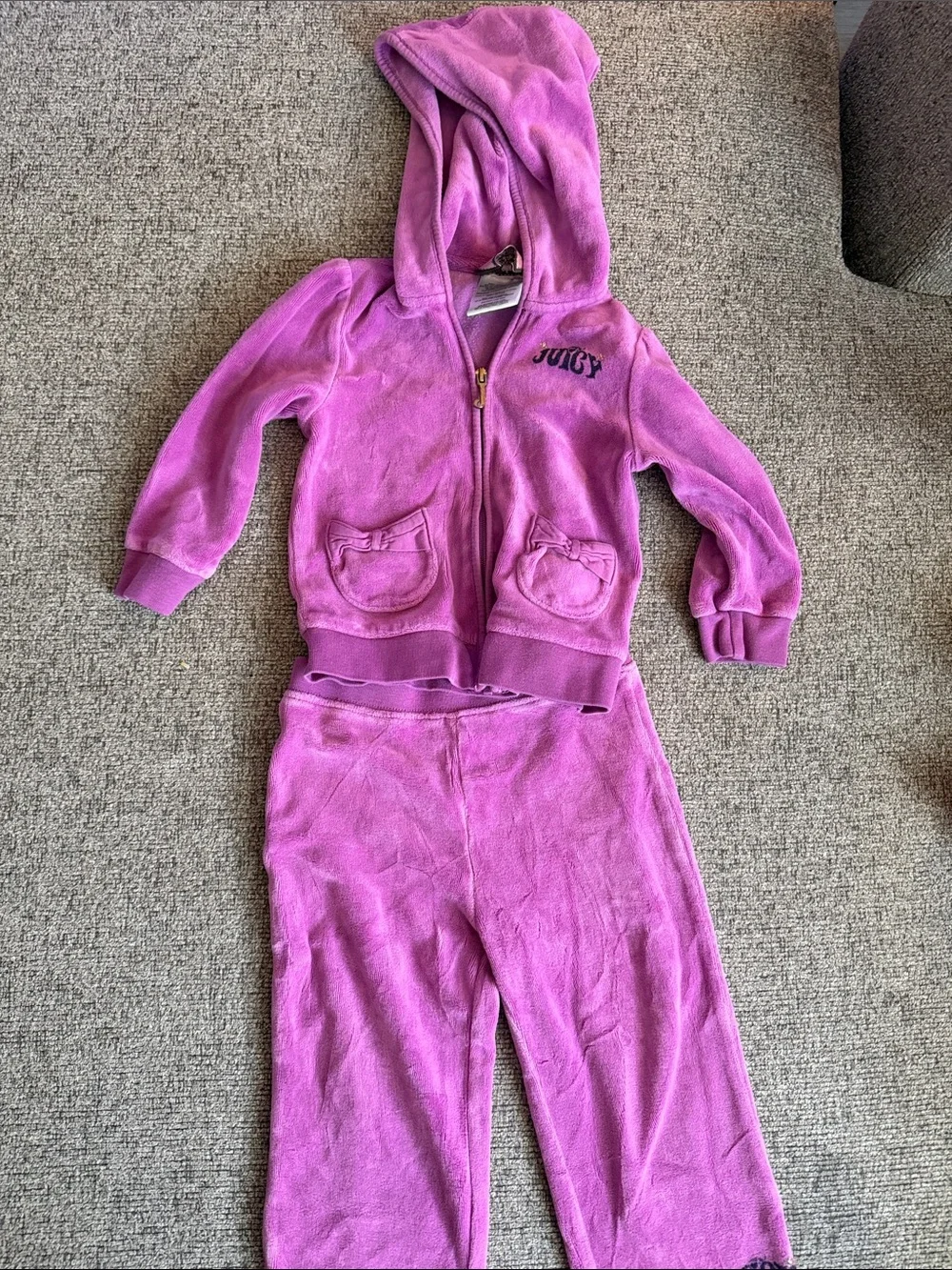 Juicy Couture Pink Girls Velour Hoodie & Pants Matching Set