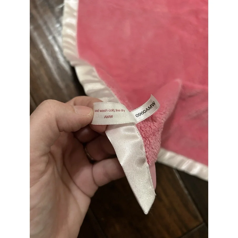 American Girl Bitty Baby Blanket Pink Fleece Satin Trim Soft 18