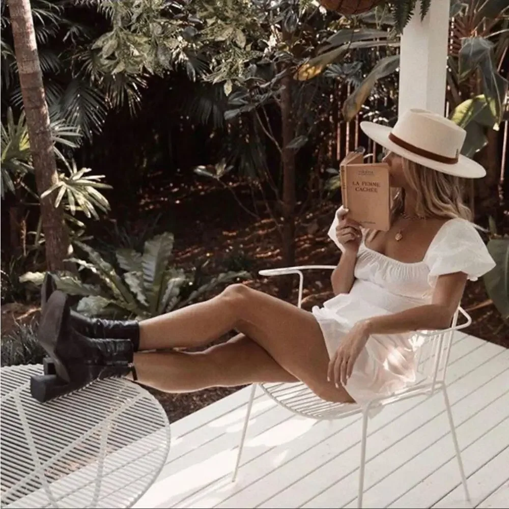 Lack of Color Val Diamond Hat white cream bohemian summer travel medium