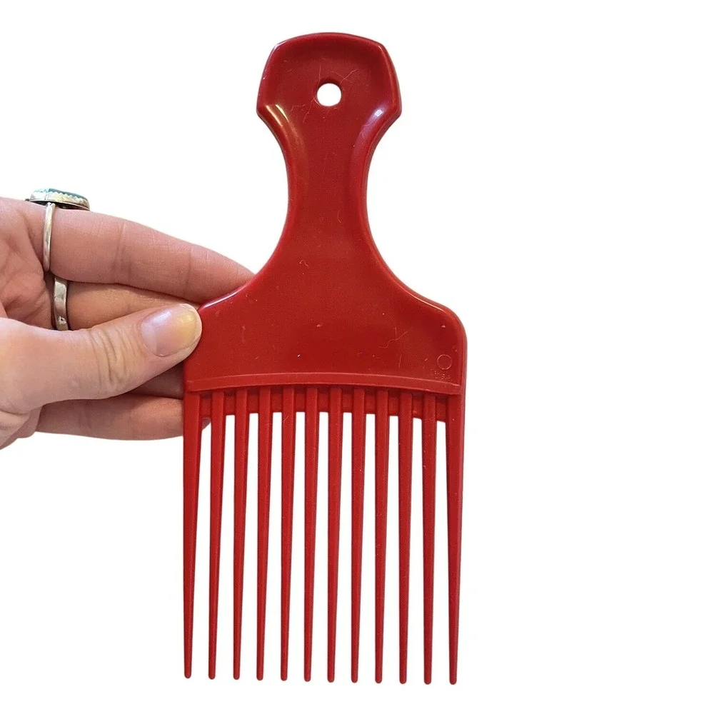 Vintage XL Lift Comb Hair‎ Pick Handle Retro 1980-90s USA Red USA