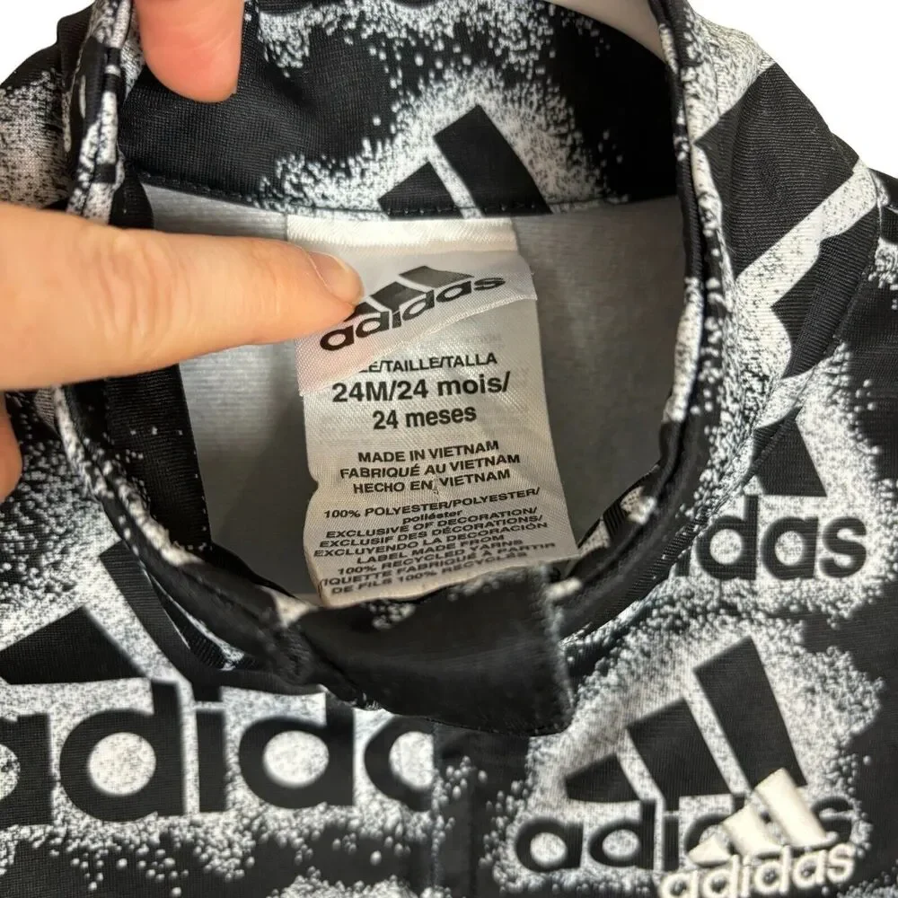 Adidas Black Print Full Zip Jacket Boys 24 Months
