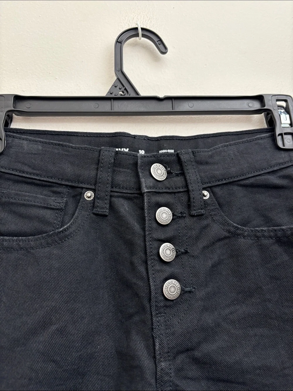 Old Navy Black Button-Front High-Rise Denim Shorts