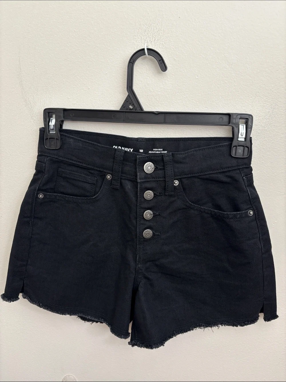 Old Navy Black Button-Front High-Rise Denim Shorts