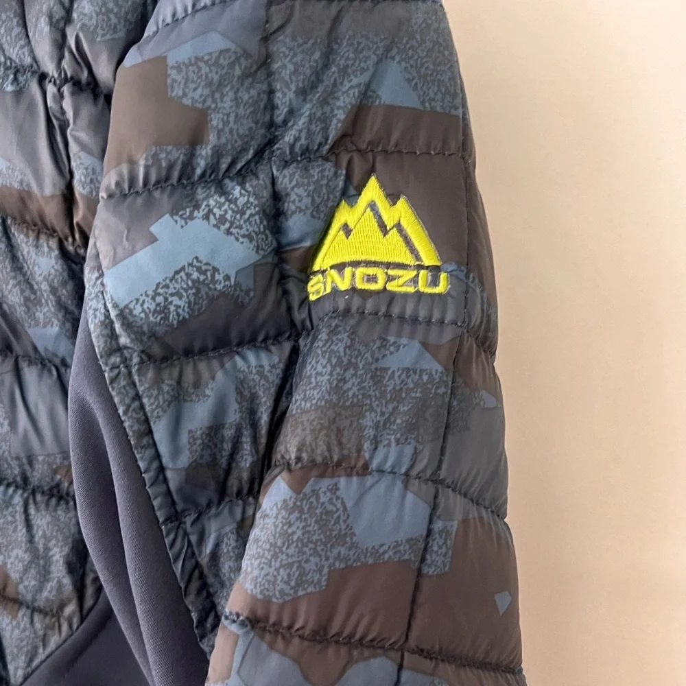 Snozu Boy's Fleece Lined Softshell Jacket Blue Camo Upper‎ Print Size M (10-12)