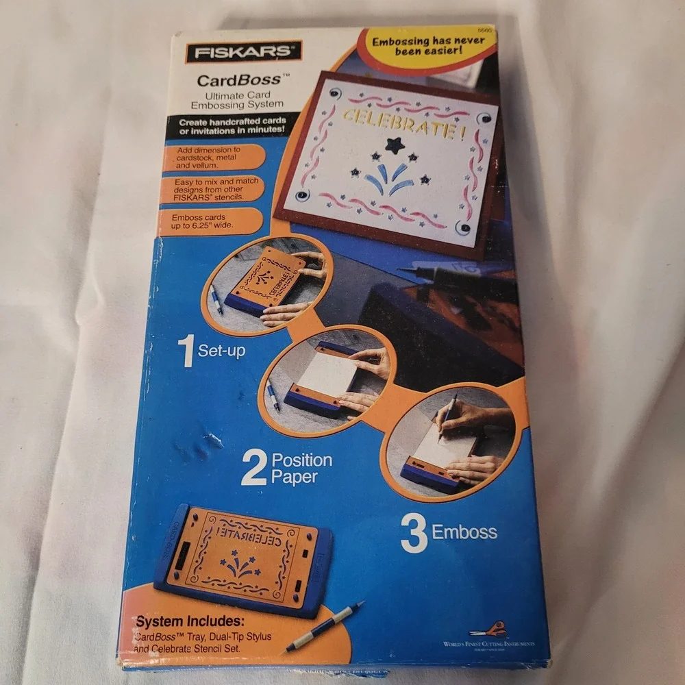 Fiskars CardBoss Ultimate Card Embossing System Celebrate Stencil‎ Stylus 2003