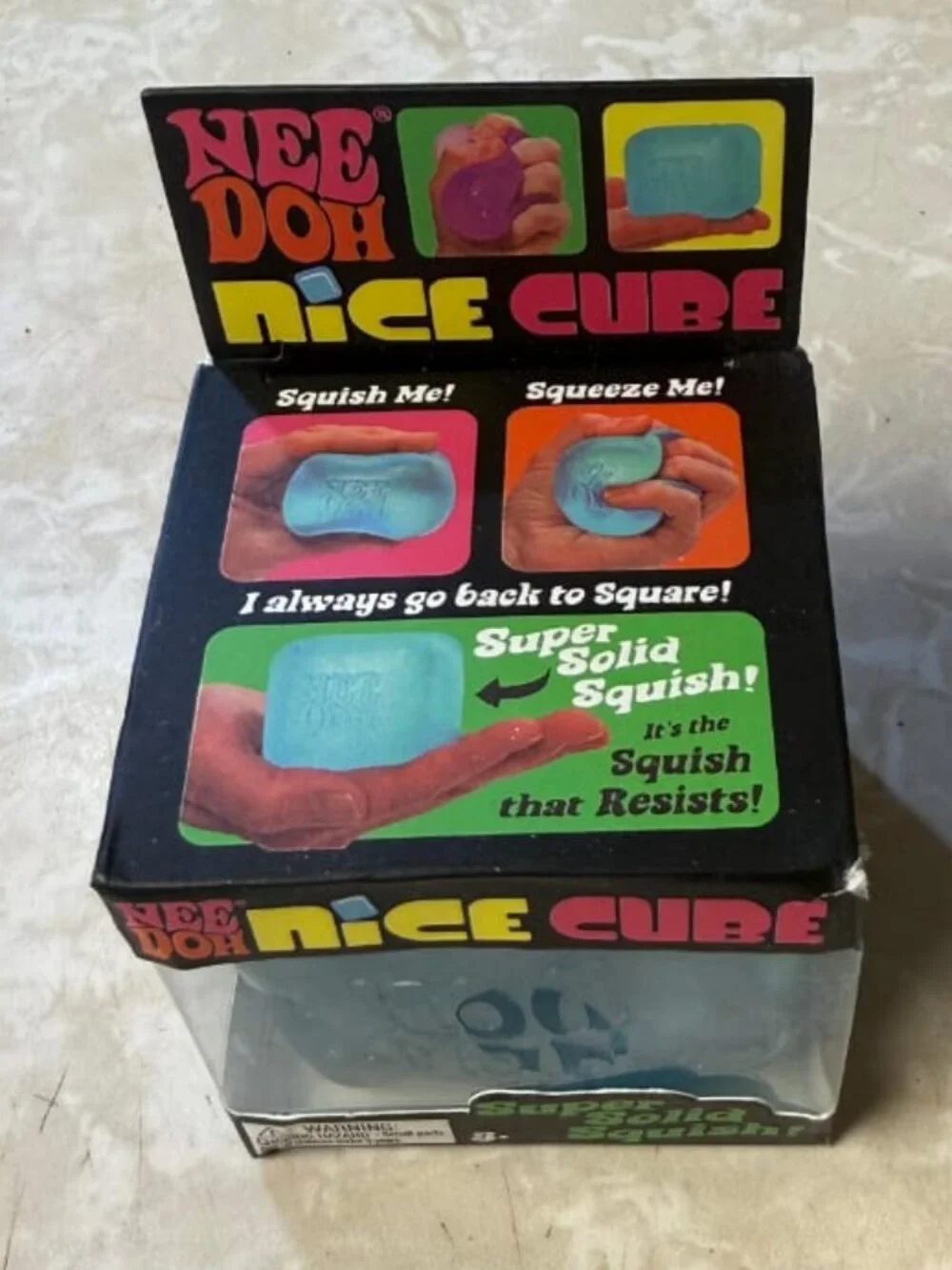 Schylling NeeDoh Nice Cube Blue Super Solid Squish Sensory Fidget Toy NEW