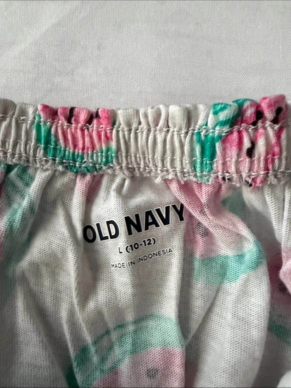 Old Navy Light Gray Romper Shorts with Pink & Teal Watermelon Print
