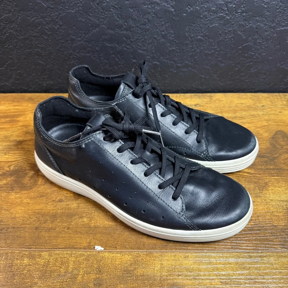 ECCO Soft 7 430004‎ Black Leather Low Top Sneakers Mens Size 41