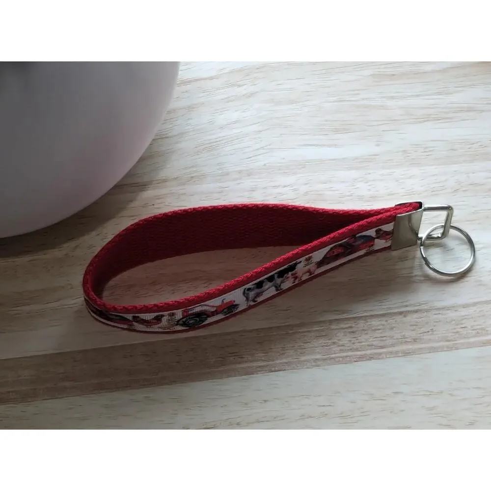 Farm Keychain Wristlet‎ Handmade Fabric Key FOB Cow Chicken Tractor Barn Farmer