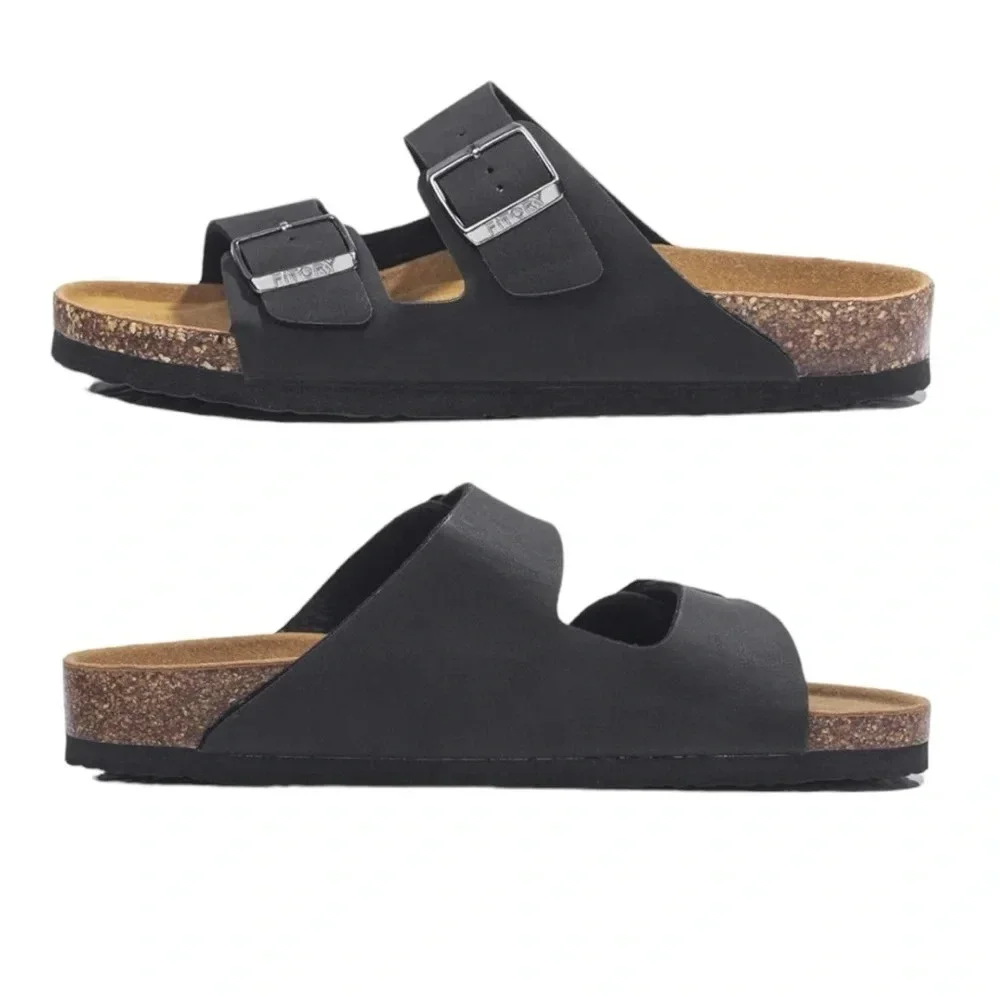 NWOT FITORY Mens Sandals, Arch Support Slides with Adjustable Buckle Straps