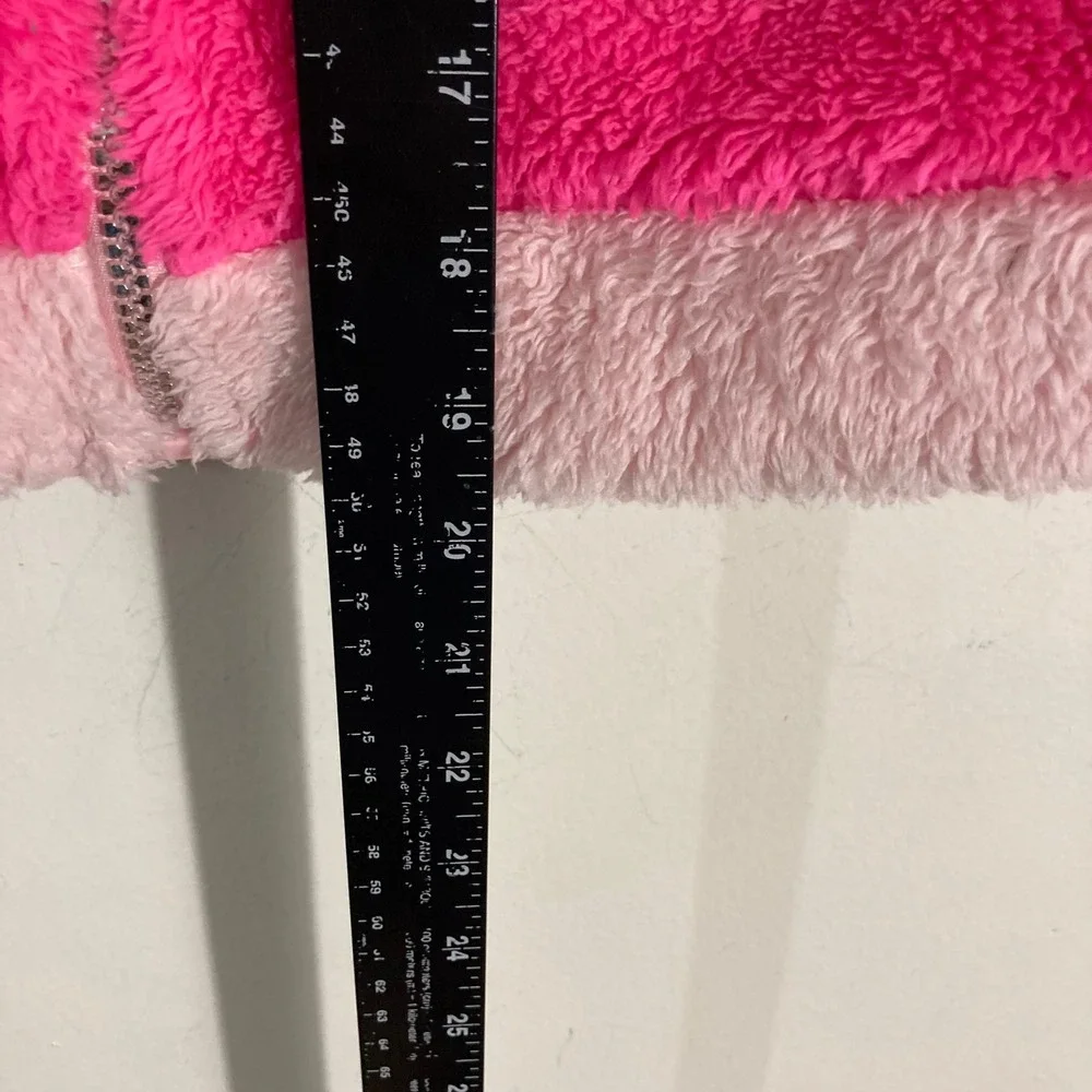 Betsey Johnson Hoodie Kids 7/8 Pink ‎ Sherpa Sequin Colorblock ZIP UP