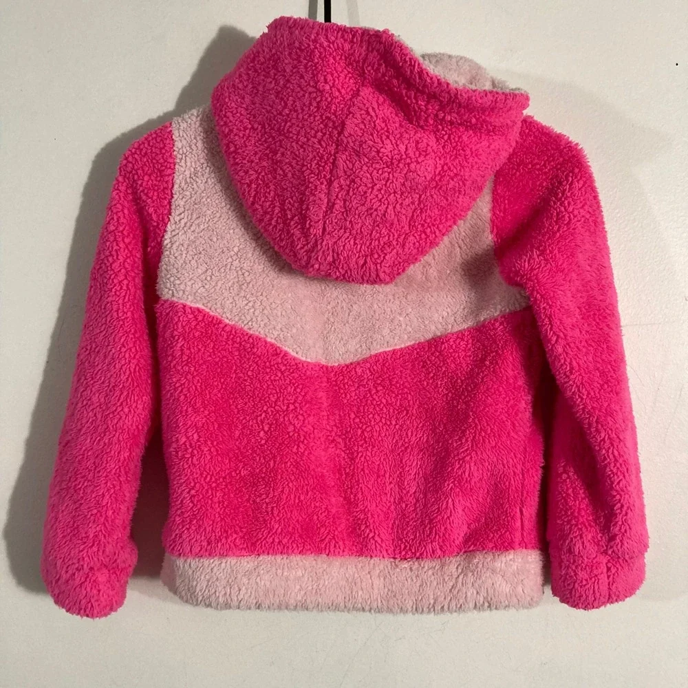Betsey Johnson Hoodie Kids 7/8 Pink ‎ Sherpa Sequin Colorblock ZIP UP