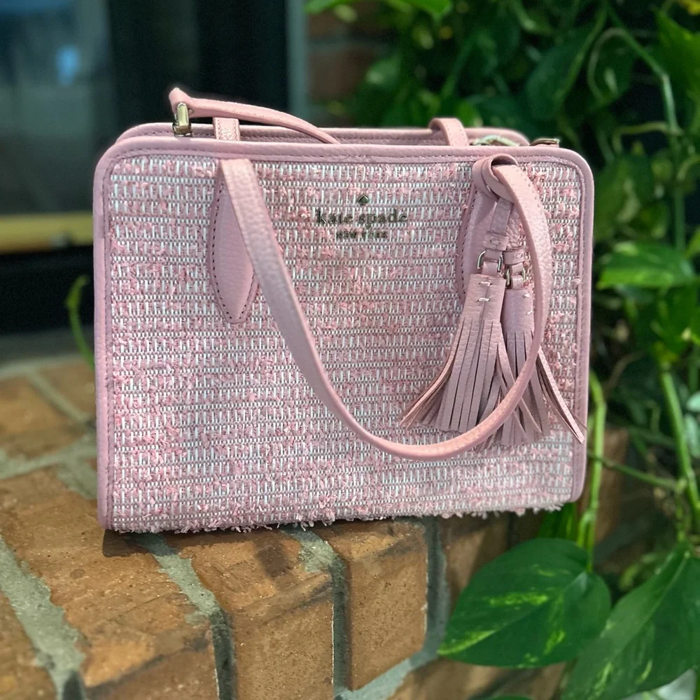 Kate Spade Pink Textured Shoulder Bag with Tassel