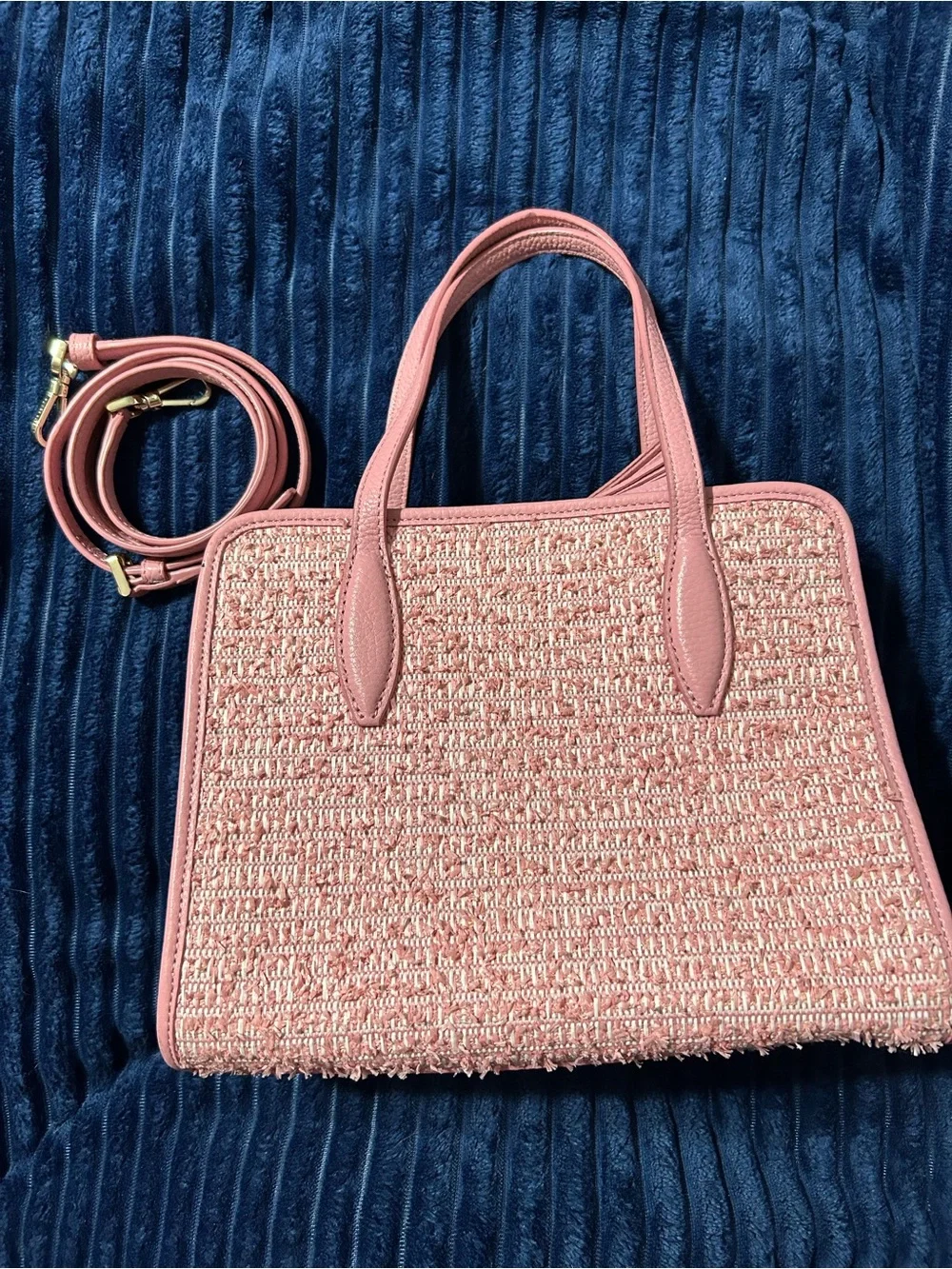 Kate Spade Pink Textured Shoulder Bag with Tassel