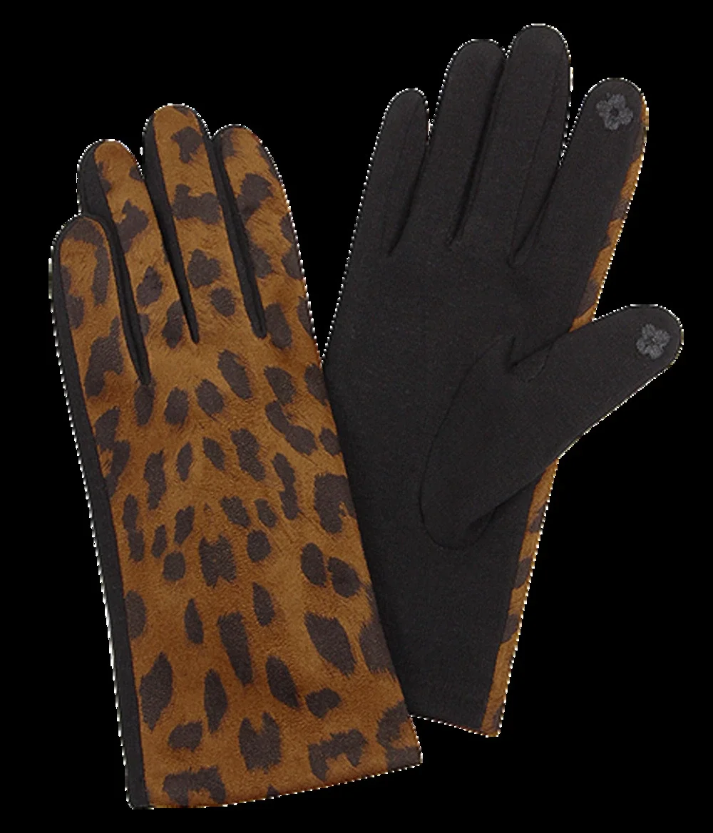 Brown Leopard Tech Gloves Adult One Size