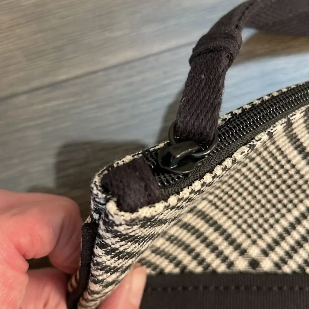 Lands’ End Canvas Zipper Pouch - Wristlet Black & White Plaid