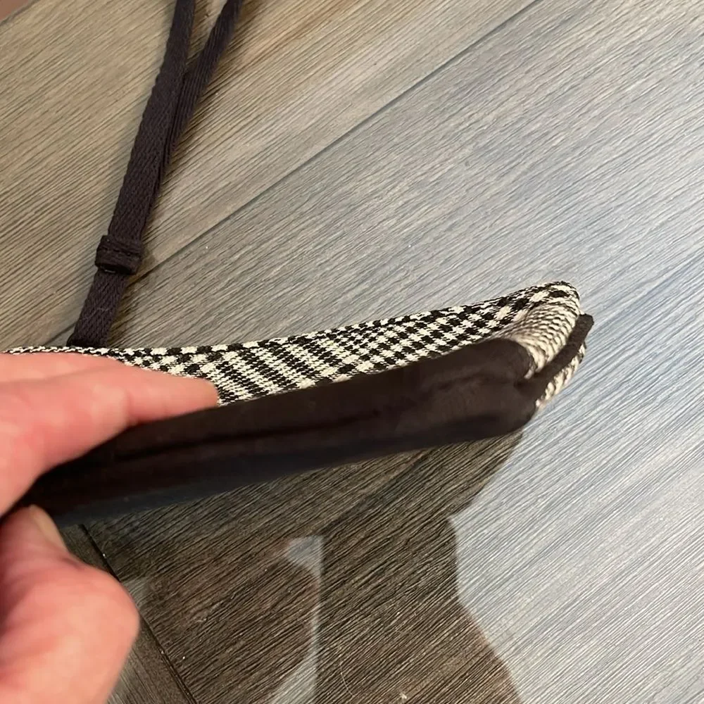 Lands’ End Canvas Zipper Pouch - Wristlet Black & White Plaid