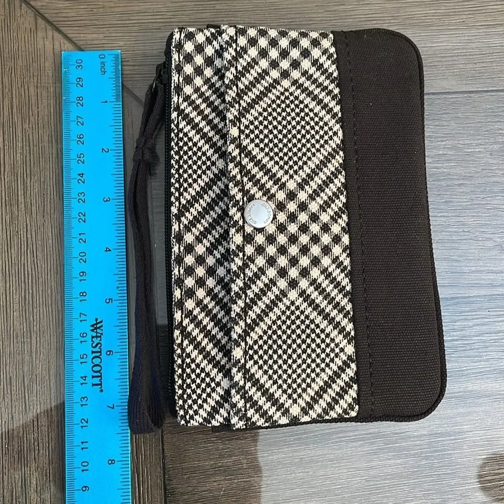 Lands’ End Canvas Zipper Pouch - Wristlet Black & White Plaid