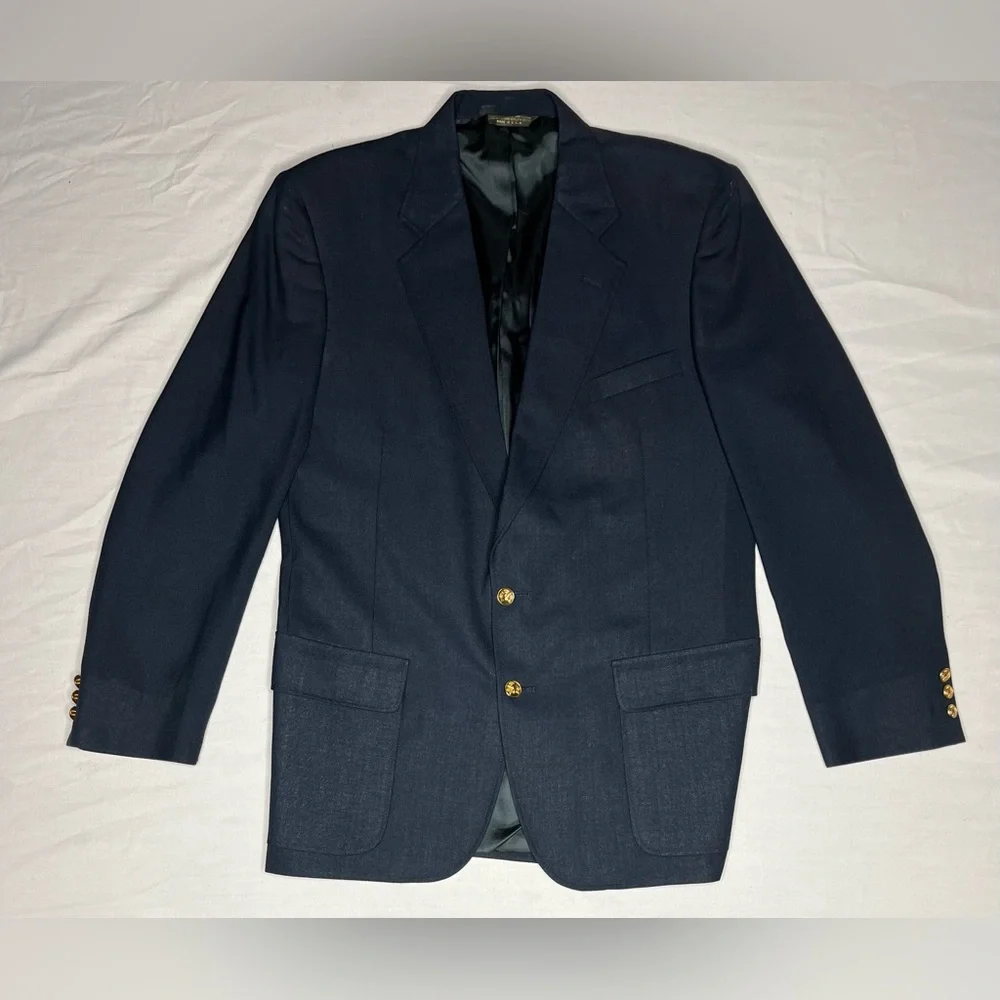 American Trend Blazer Mens 43 Dark Blue Sport Coat Jacket Made in USA‎