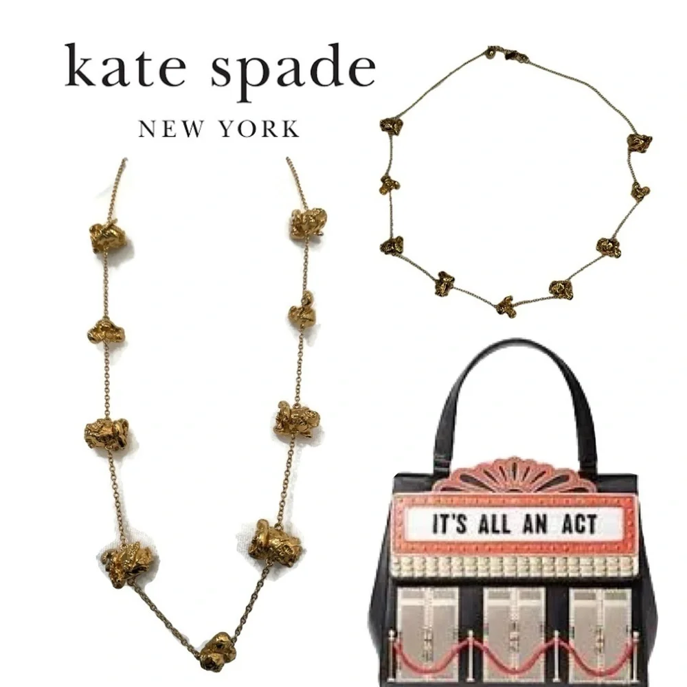 Kate Spade Golden Popcorn Garland Scatter 12 KT Plated Vintage Necklace