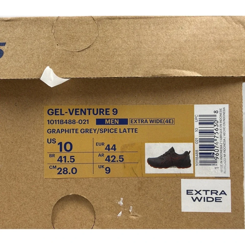 Asics Gel Venture 9 Trail Running Shoes Mens 10 4E Extra Wide Grey Spice Latte