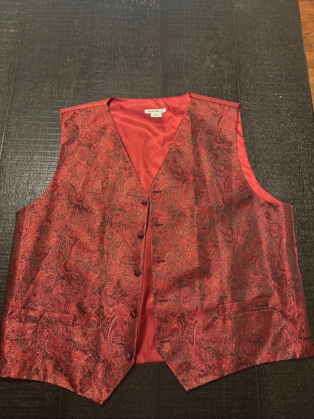 Red Paisley Satin Vest