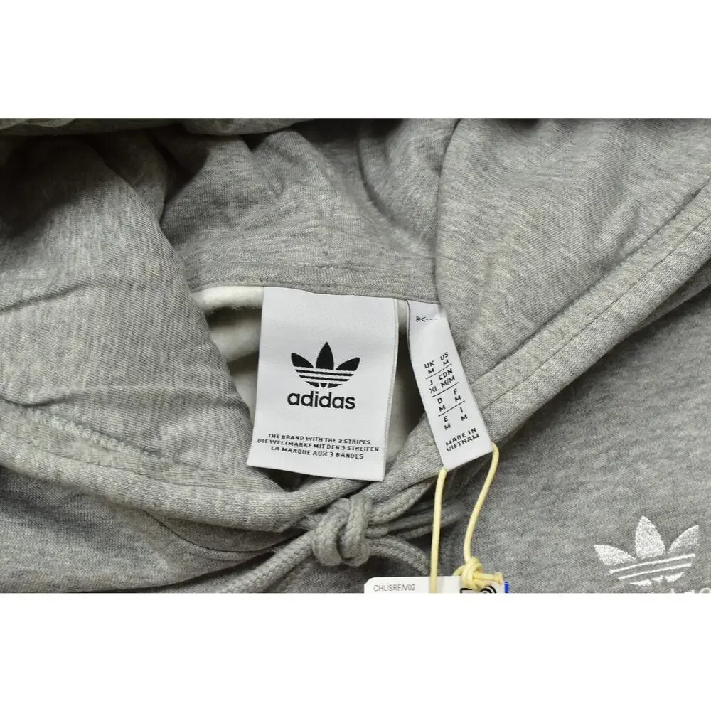 Adidas Originals Men's Essential Hoodie Trefoil Logo Pullover Gray Size M NEW