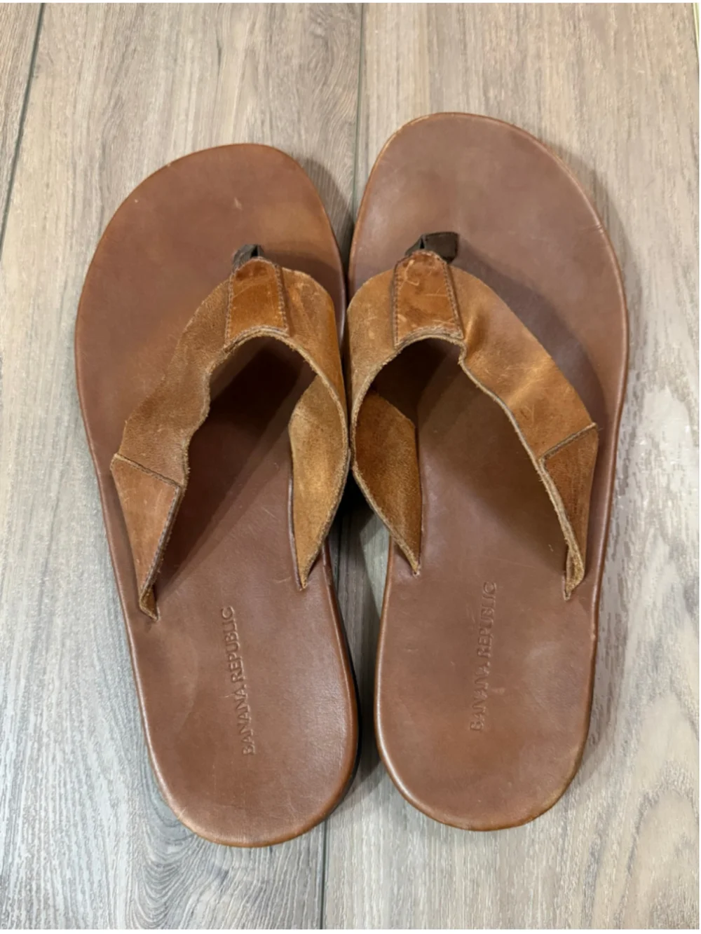Men's Banana Republic Brown Leather Flip-Flops Size 12