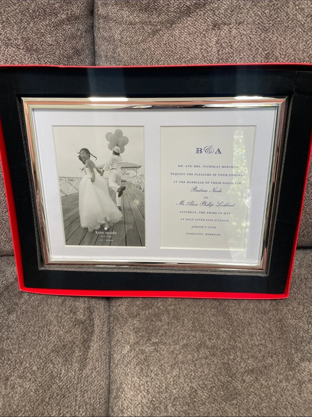 kate spade Black and Silver Dual Photo Frame with White Mat