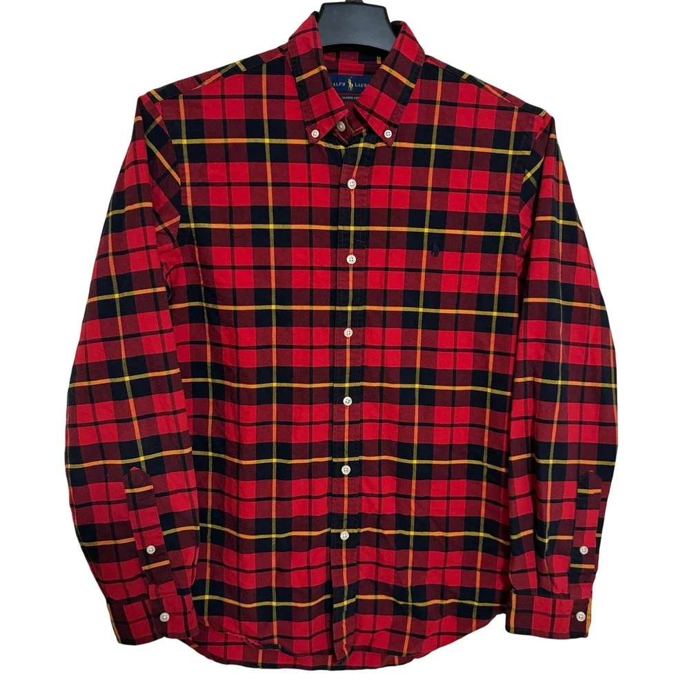 Polo Ralph Lauren Casual Button Down Shirt Mens M Preppy Long Sleeve Flannel Red
