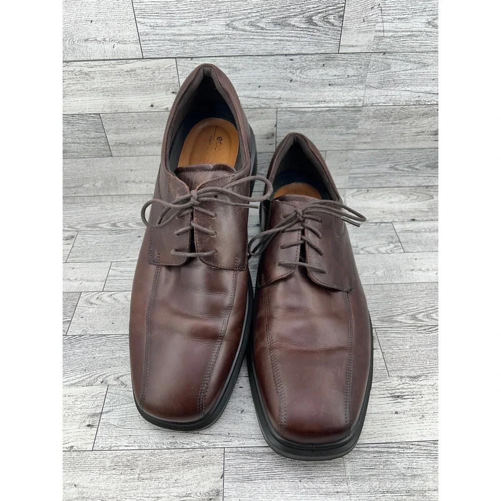 ECCO Helsinki 2 Mens Apron Toe Tie Brown Leather Dress Shoes Size EU 46 US 12.5‎