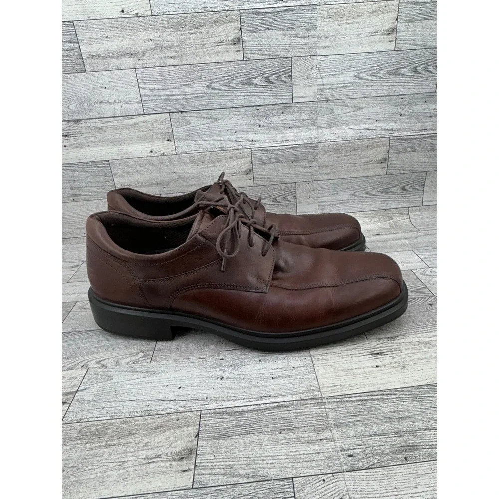 ECCO Helsinki 2 Mens Apron Toe Tie Brown Leather Dress Shoes Size EU 46 US 12.5‎