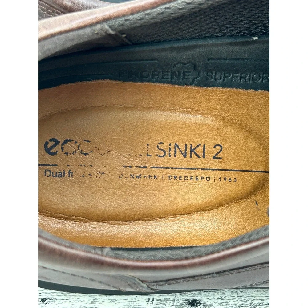 ECCO Helsinki 2 Mens Apron Toe Tie Brown Leather Dress Shoes Size EU 46 US 12.5‎