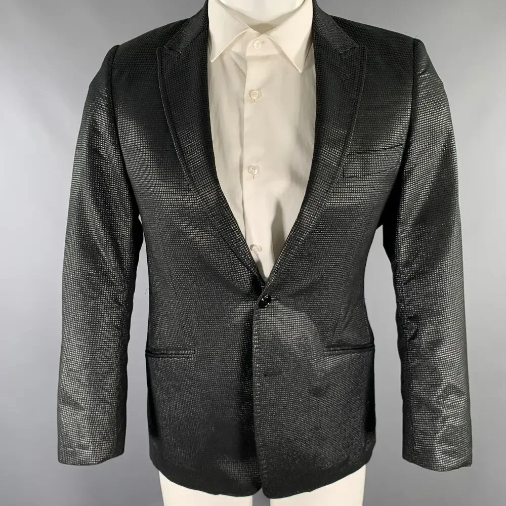 VERSACE COLLECTION Size 36 Black Grey Shimmery Viscose Blend Sport Coat