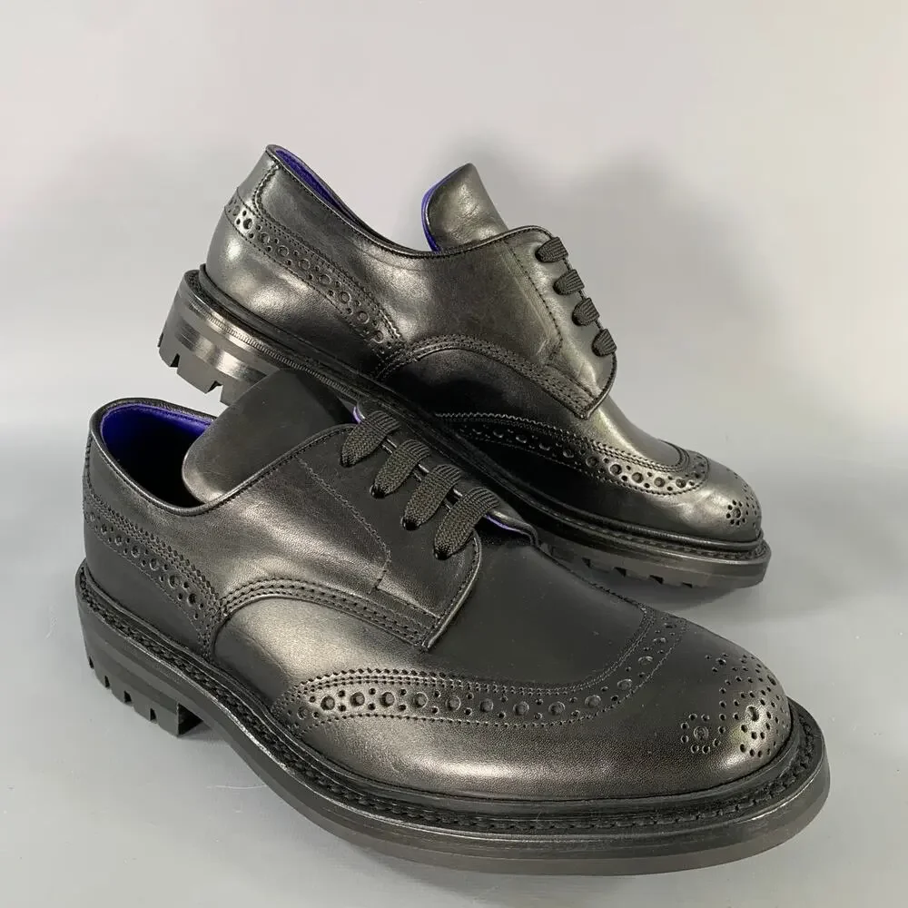 BURBERRY Size 8 Black Perforated Leather Lace Up Lace Up Shoes